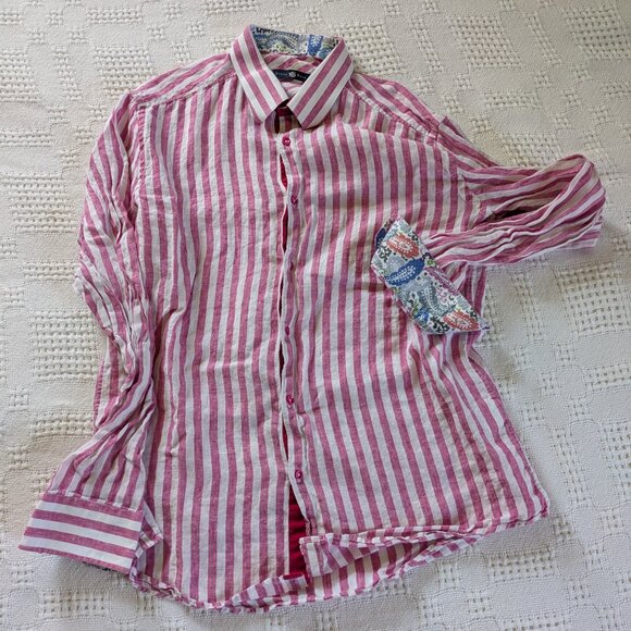 Stone Rose Other - Pink and White Striped Linen Shirt